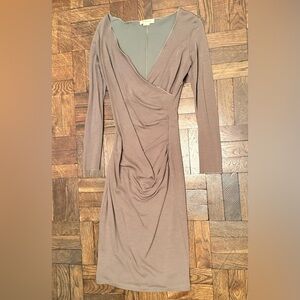 Elegant Brown Long-Sleeve Dress